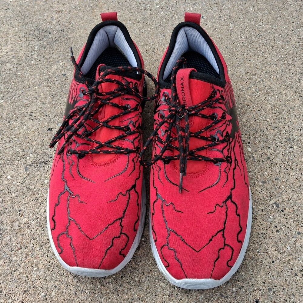 ​BRONAX MENS RUNNING SHOES SIZE 9 EU 42 RED BLACK LIGHTNING ATHLETIC SNEAKERS S7